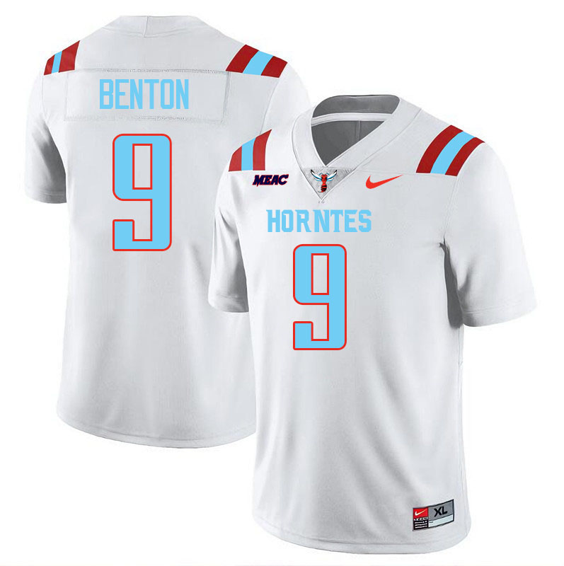 Delaware State Hornets #9 Kyree Benton College Football Jerseys,Uniforms Stitched-White
